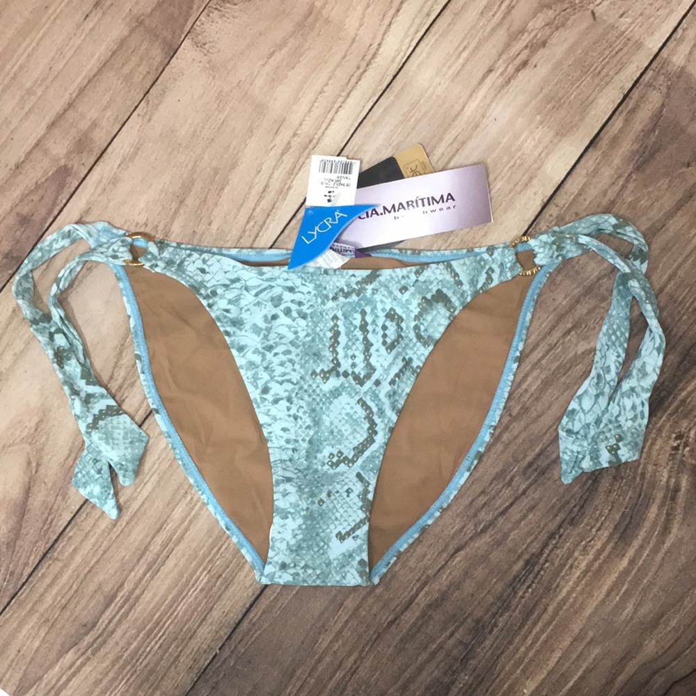 NWT CIA Maritima Snakeprint Brazilian Side tie Bikini Bottom